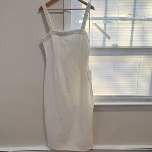 White Beaded Strap Sheath Dress